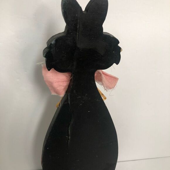 vintage hand made folk art wooden cut out halloween black cat decoration 15.5 in - Picture 4 of 9